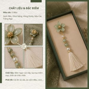 chi tiết chất liệu men ngọc và chốt cài tơ hạ
