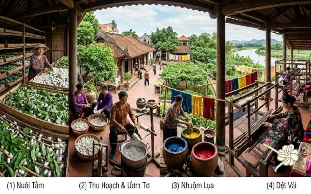 quy trình sản xuất vải lụa tơ tằm từ câu hỏi vải lụa làm từ gì