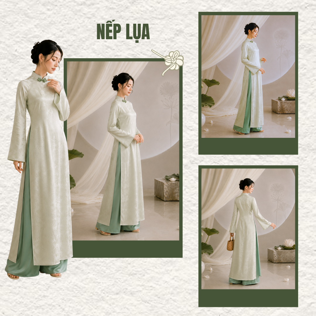 Áo Dài Hạ Lam Vẻ Đẹp Thanh Khiết Từ Nếp Lụa - Ảnh 3