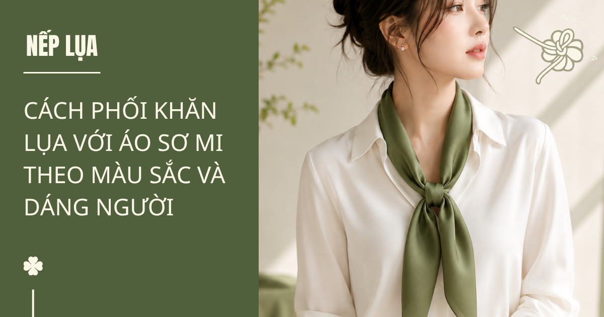 cách phối khăn lụa với áo sơ mi