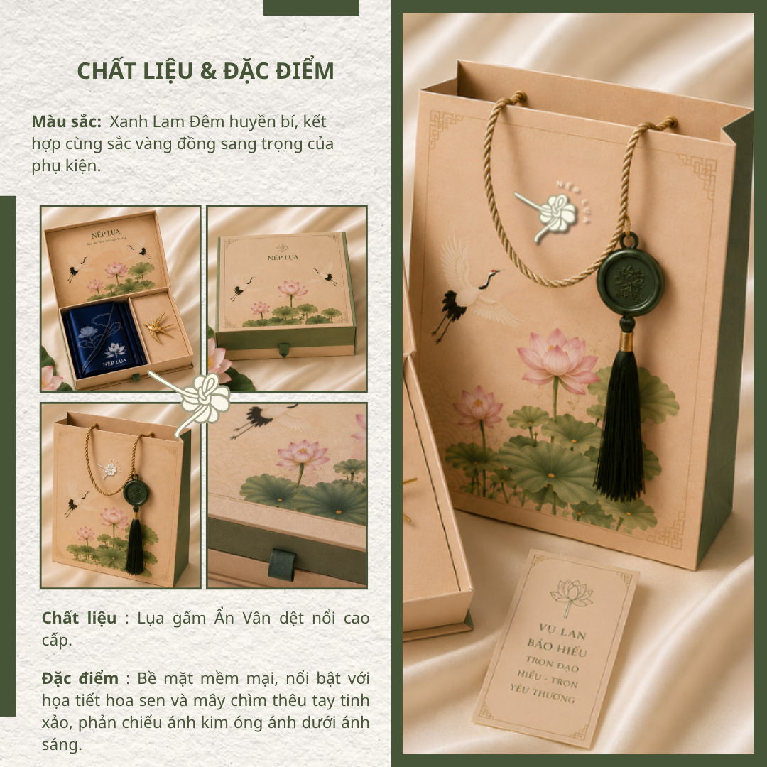 Khăn Lụa Điệp Vũ Liên Hoa Nếp Lụa - Ảnh 2